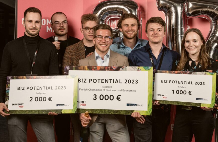 The team of Svenska Handelshögskolans Studentkår (SHS) won the Biz Potential 2023 competition