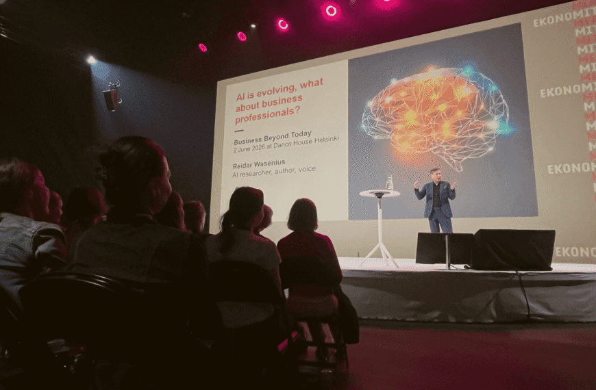 Reidar Wasenius puhuu Business Beyond Today -tilaisuudessa kesäkuussa 2026 Tanssin talossa.